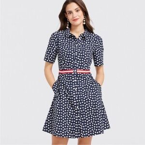 Navy Heart Print Shirt Dress